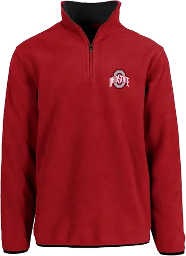 Vista 4 de JH DESIGN Sudadera con Cremallera de un Cuarto de Forro Polar de Manga Larga para Hombre Ohio State Buckeyes Gris