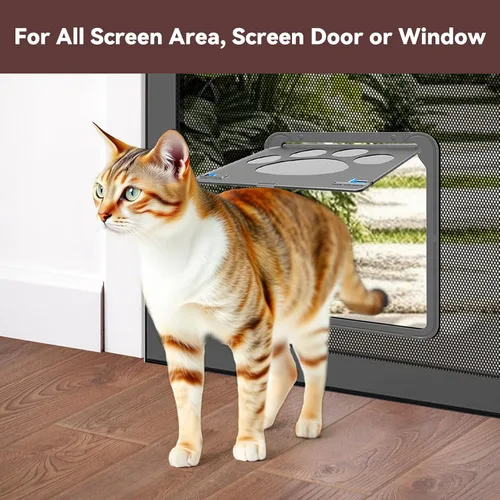 Vista 4 de Puerta mosquitera para puerta mosquitera con cierre automático magnético, pestañas dobles bloqueables, puerta mosquitera para perros, fácil acceso