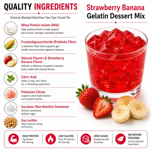 Vista 3 de PROTIFIT - Gelatina de plátano y fresa alta en proteínas, 0.53 oz de proteína baja en calorías, baja en carbohidratos, sin grasa, sin azúcar