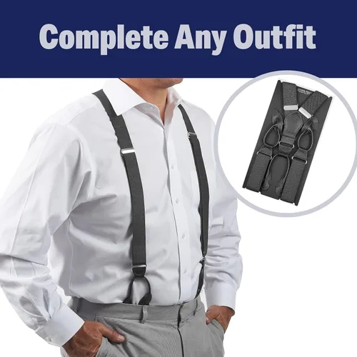 Vista 5 de Tirantes elastizados para esmoquin, diseño en Y a la moda con extremos de piel, para hombre