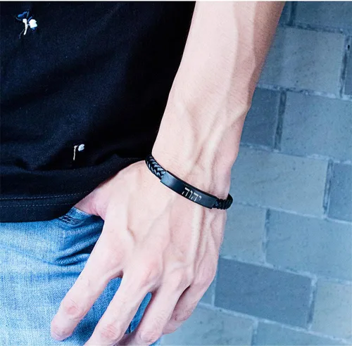 Vista 6 de Pulsera delicada de piel tetragrammaton con nombres negros de Dios YHWH para Israel, Biblia hebrea cristiana, Señor Jehová, brazalete de protección