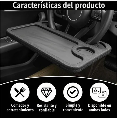 Vista 4 de GLSOWEE Bandeja para volante de automóvil, bandeja de mesa de oficina para computadora, escritorio para volante automático para comer, accesorios