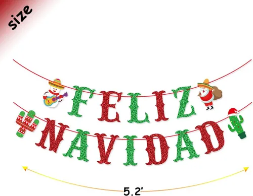 Vista 3 de Feliz Navidad - Cartel de Navidad española, remolinos colgantes para decoraciones navideñas españolas