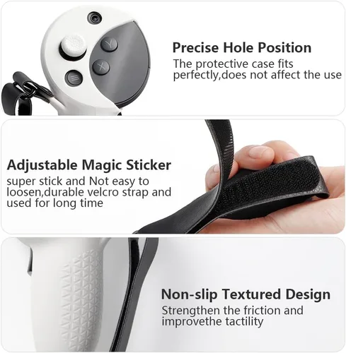 Vista 3 de Silicone Controller Grip Cover for Meta Quest Pro Controller Grip Protector for Quest Pro AccessoriesWhite