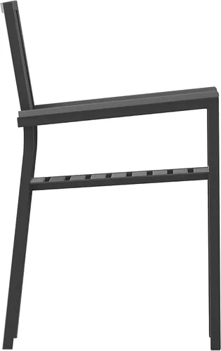 Vista 10 de Flash Furniture Harris - Juego de 2 sillas comerciales para interiores y exteriores, respaldo y asiento con listones de poliresina negra, marco