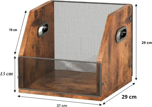 Vista 7 de Homeiju Paquete de 2 cajas de almacenamiento de vinilo, cajas de discos, cajas de metal y madera LP