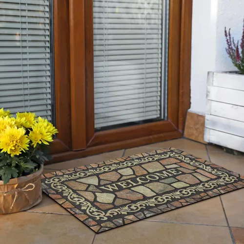 Vista 6 de Arttown Tapete retro para puerta, 17 x 30 pulgadas, color beige, tapete decorativo para el hogar, parte trasera de goma antideslizante y fuerte