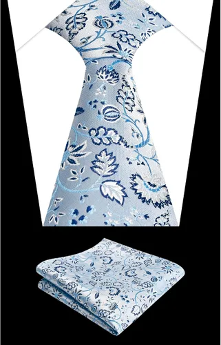 Vista 217 de Alizeal Mens 3.15inches Leaf Flower Pattern Tie with Floral Pocket Square Set