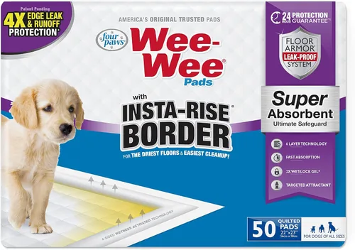 Vista 11 de Four Paws Wee-Wee - Almohadillas para orinar súper absorbentes sin perfume para perros y cachorros con borde Insta-Rise para perros, a prueba