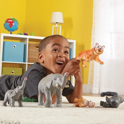 Vista 6 de Learning Resources Jumbo Jungle Animals Mommas y Bebés - Juguetes de animales de safari, figuras de animales pequeños, figuras de juguete