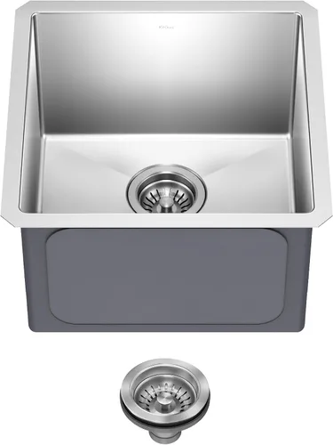 Vista 10 de Kraus Standart PRO - Fregadero de cocina de montaje inferior con tazón individual para bar de acero inoxidable, calibre 16, 10 pulgadas, KHU101-10