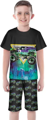 Vista 3 de Boys Truck Cars Pants Sets Kids Monster Machine Short Sleeve Tee Shirt 2PCS Clothing Set Playwear 2-7 Years