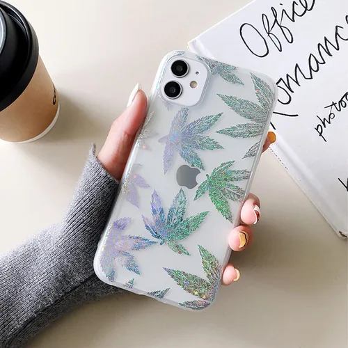 Vista 2 de ZCDAYE Funda transparente para iPhone 11, hojas galvanizadas TPU Funda protectora para iPhone 11, hojas coloridas