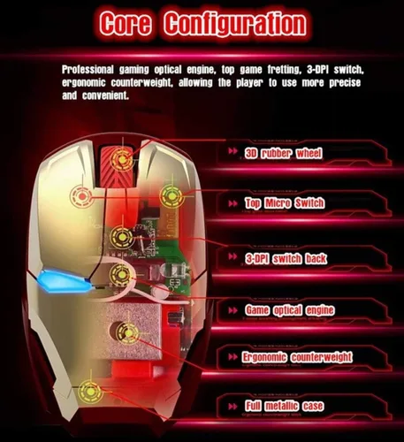 Vista 3 de Mikayoo Ratón inalámbrico ergonómico, Cool Mice 2.4G Ratón portátil móvil para computadora con receptor nano USB para notebook, PC, laptop