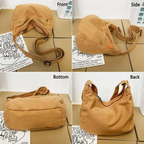 Vista 7 de Bolso de lona para mujeres y hombres, bolsos unisex para mujer, bolsos cruzados, bolso de hombro Hobo para adolescentes y niñas