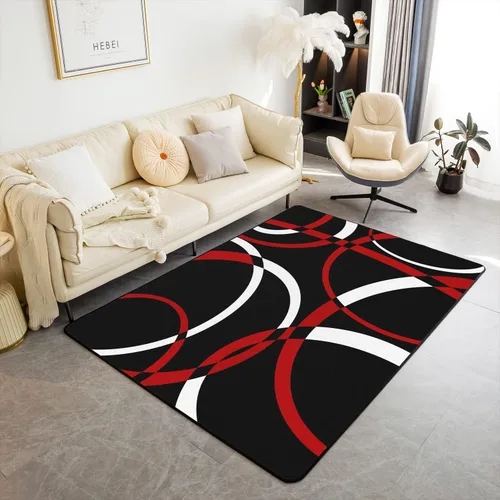 Vista 35 de Alfombra de área en espiral colorida de 3 x 5 pies, abstracta y moderna geométrica, decoración de remolinos, antideslizante, para hombres, mujeres