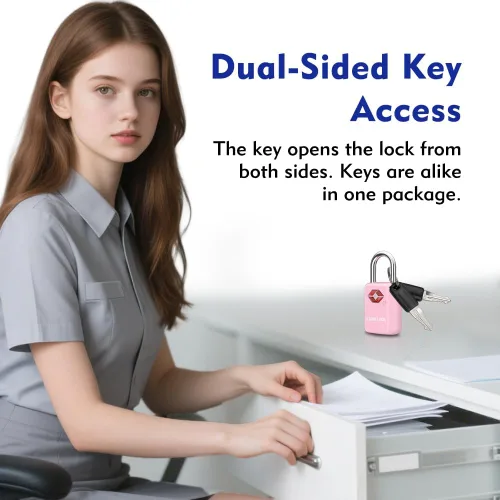 Vista 4 de Sure Lock Cerraduras de equipaje aprobadas por la TSA con llaves para viajes, cuerpo de aleación de zinc con grillete de acero, llave similar, llave