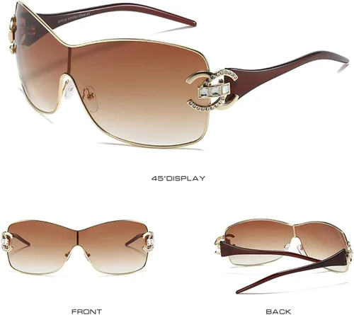 Vista 5 de Wrap Around Y2K Sunglasses for Women Men Fashion Large Frame One-piece Shades Trendy Shield Design Gradient Lens