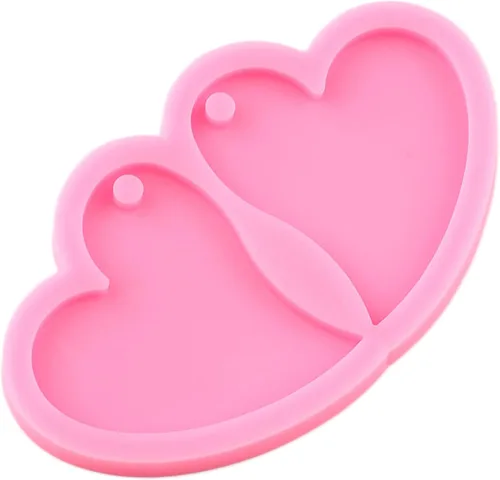 Vista 3 de Paquete de 2 moldes de silicona en forma de corazón, bricolaje epoxi artesanal, aretes de bricolaje, fabricación de joyas de moda, moldes de resina