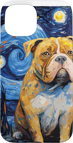 Vista 6 de Funda para iPhone 16 American Bully Starry Night para perro, mamá, perro, papá
