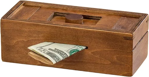 Vista 10 de Bits and Pieces Caja de rompecabezas de dinero secreto, caja de rompecabezas griego Camuflaje tu dinero en efectivo, rompecabezas de madera