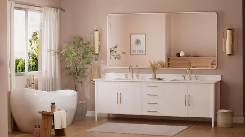 Vista 168 de TETOTE Espejo de marco dorado cepillado de 16 x 24 pulgadas, espejo de tocador de baño de latón dorado para pared, espejo enmarcado rectangular
