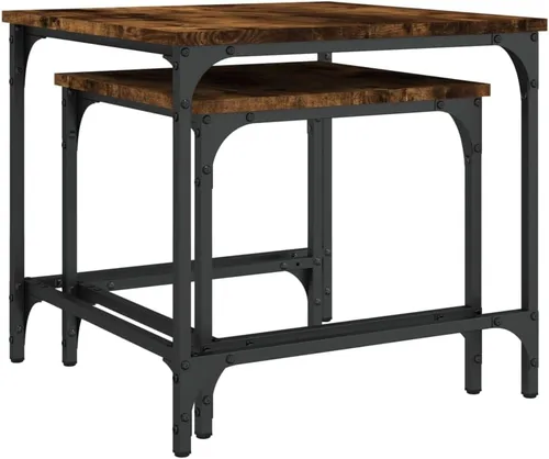 Vista 8 de mesas de Centro para sala Dining Table setNesting Coffee Tables 2 pcs Smoked Oak Engineered WoodSuitable for bedrooms, Living Rooms, and Dining Rooms