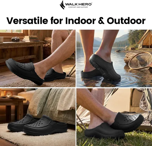 Vista 2 de Zuecos para hombre con soporte de arco, cómodos zuecos para hombres con plantilla acolchada, pantuflas ortopédicas unisex para fascitis plantar