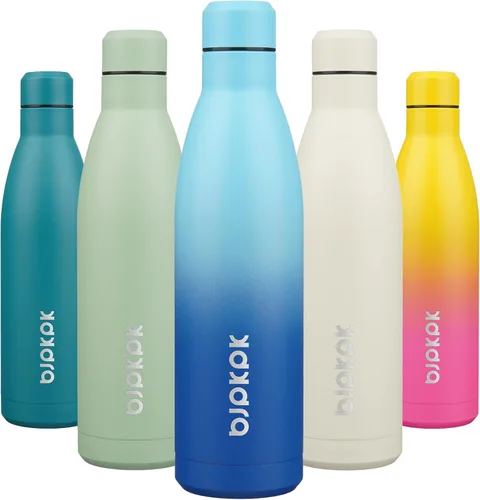 Vista 63 de [Usado] BJPKPK Botella de agua pequeña aislada de 12 onzas, frasco a prueba de A-azul