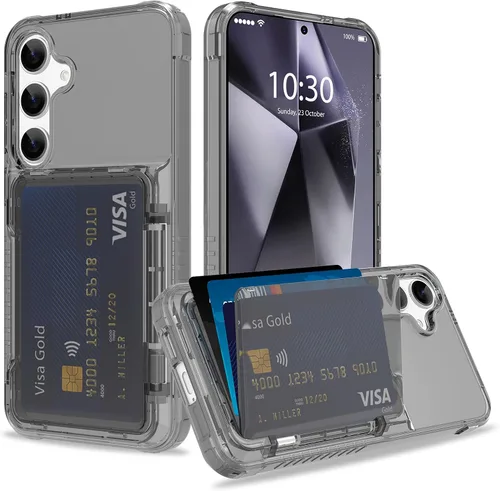 Vista 13 de Funda tipo cartera para iPhone 13 Pro Max con 3 ranuras para tarjetas de crédito, a prueba de golpes, híbrida, resistente, transparente Cubierta