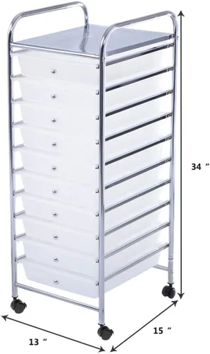 Vista 3 de Giantex Carrito de almacenamiento de 10 cajones, carrito rodante, álbum de recortes, organizador móvil de papel para la escuela y la oficina