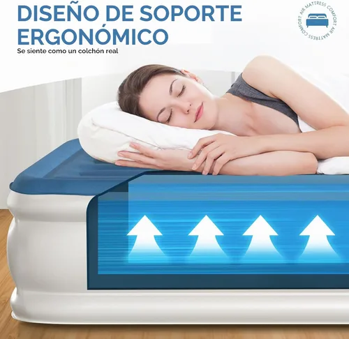 Vista 3 de Colchón de aire DIVON Full con bomba incorporada, colchón inflable de 18'' de grosor en 3 minutos, colchón hinchable plegable, colchón de aire
