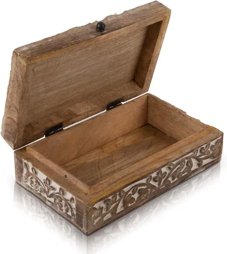 Vista 9 de Gran regalo de cumpleaños, caja de joyería decorativa de madera hecha a mano, organizador de joyas tallado en árbol de la vida, caja de recuerdos