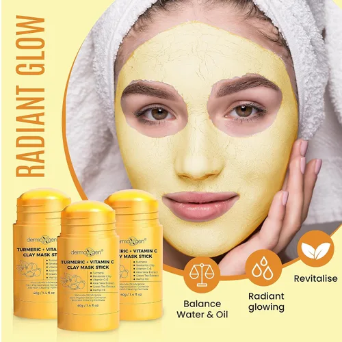 Vista 2 de Mascarilla facial de cúrcuma, tratamiento orgánico puro para el acné + aumenta la circulación + antienvejecimiento para el cuidado de la piel opaca