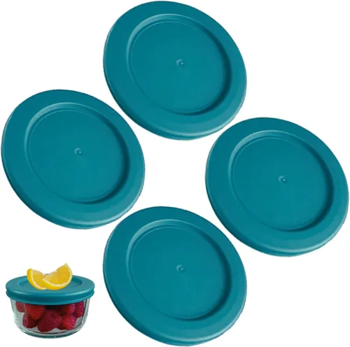 Vista 11 de KlareWare Tapas de repuesto para 2 tazas, tapas de plástico sin BPA para Pyrex 7200, Anchor Hocking (paquete de 4, azul) - Contenedores no incluidos