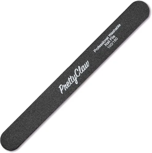 Vista 2 de PrettyClaw 10 limas de uñas profesionales de grano 100/180, lima de uñas acrílicas rectas negras, centro de plástico, tablero de esmeril de doble