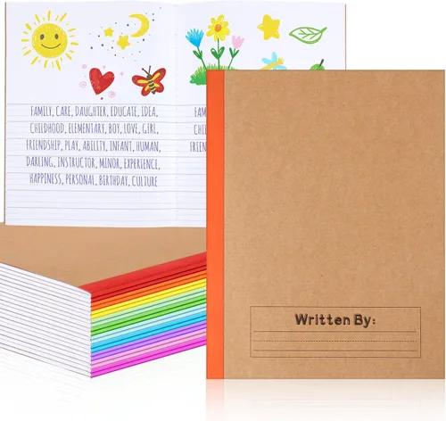 Vista 23 de Henoyso Paquete de 5 cuadernos de composición primaria, 9-3/4 x 7-1/2 pulgadas, diario primario para niños, cuaderno de escritura K-2 para niños