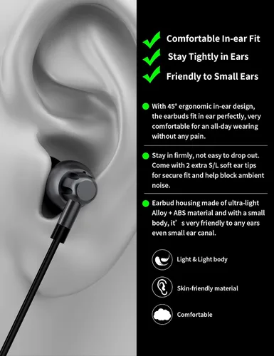 Vista 5 de Auriculares USB C con cable con micrófono para Samsung Galaxy S24/S23/S26/S25
