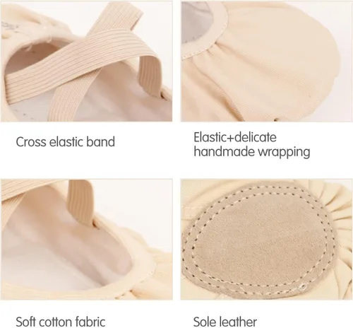 Vista 5 de Zapatos de ballet para mujeres y niñas, zapatos de ballet para mujer, zapatos de baile de lona, zapatos tipo ballet zapatos de yoga.