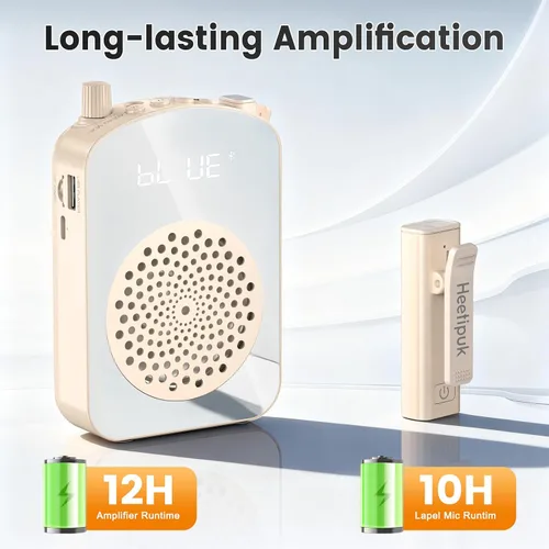 Vista 5 de Amplificador de voz inalámbrico para profesores, mini amplificador de voz portátil with Lapel Microphone Charging &Storage, Bluetooth Speaker Mic