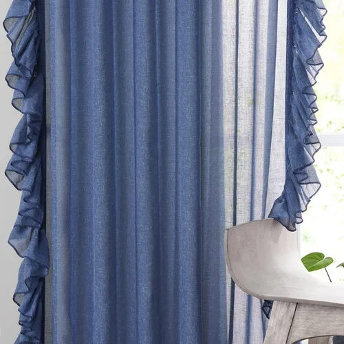 Vista 5 de HPD Half Price Drapes Cortinas traslúcidas con volantes para dormitorio y sala de estar, 50 x 84 pulgadas, lino (1 panel), cortinas con dobladillo