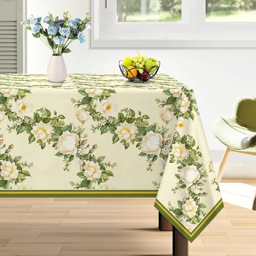 Vista 6 de Mantel rectangular de ramas de pájaros de otoño impermeable, mantel de hojas de arce resistente a las manchas, mantel lavable para decoración