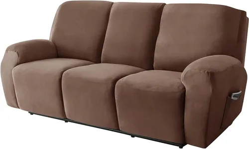 Vista 8 de Funda de terciopelo para sofá reclinable con abertura, funda elástica para sofá reclinable, funda elástica para muebles antideslizantes con parte