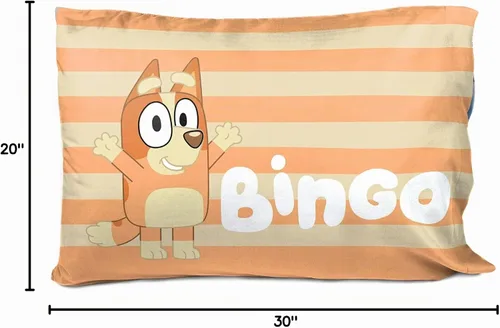 Vista 6 de Jay Franco Bluey Hello 1 funda de almohada reversible individual – Ropa de cama infantil súper suave de doble cara (producto oficial de Bluey)