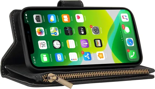 Vista 3 de Asuwish Funda compatible con iPhone 13 de 6.1 pulgadas, protector de pantalla de vidrio templado y funda magnética con tapa abatible, funda
