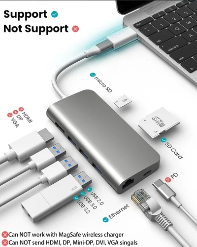 Vista 5 de HiDock Adaptador USB a USB C, USB 3.2 y 10 Gbps, USB C hembra a USB macho compatible con iPhone, computadora portátil, sincronización de datos