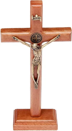 Vista 9 de Intercession Crucifijo de cruz de madera para pared y mesa (5 pulgadas - ónix)