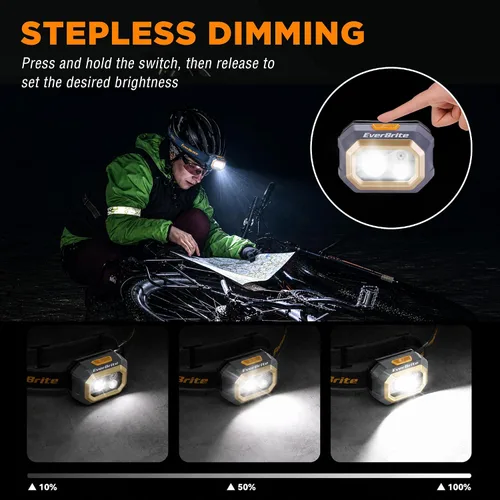 Vista 5 de EverBrite - Linterna frontal recargable de 700 lúmenes con modos de luz blanca, roja y verde 700 Lumens, White Red Green Light Modes, Stepless