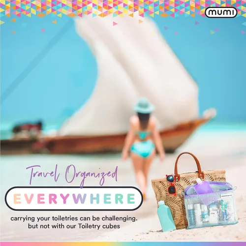 Vista 9 de MUMI Juego de 3 neceseres de viaje – Bolsas de aseo resistentes al agua para mujeres y hombres – Bolsas transparentes para artículos de tocador