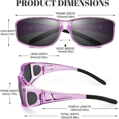 Vista 12 de Polarized Sunglasses Fit Over Glasses for Women Men with UV400 Protection Over Wrap Around Sun Glasses